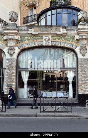 Facciata Art Nouveau del ristorante BON - Rue de la Pompe - Parigi - Francia Foto Stock