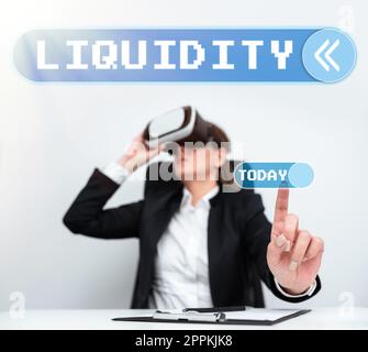 Liquidità concettuale dei sottotitoli. Concetto significato Cash and Bank Balances liquidità di mercato azione differita Foto Stock