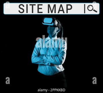 Mappa del sito con testo scritto a mano. Parola scritta su progettato per aiutare sia gli utenti che i motori di ricerca a navigare il sito Foto Stock