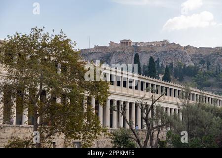 STOA di Attalos e Acropoli Foto Stock