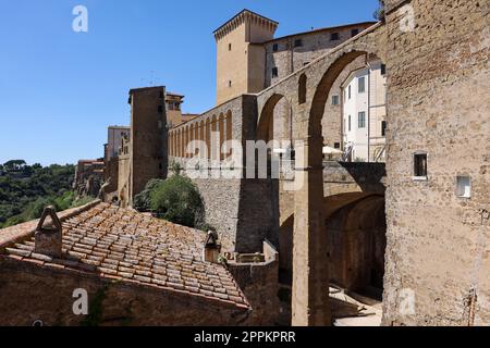 Pitigliano affascinante cittadina medievale in Toscana, Italia. Foto Stock