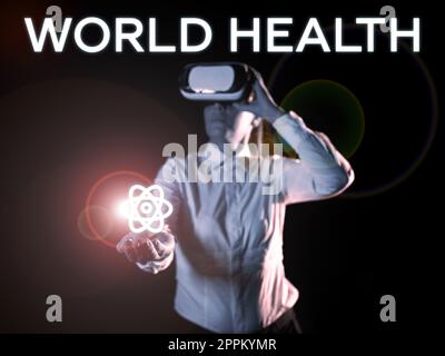 Scrittura visualizzazione testo World Health. Panoramica aziendale Giornata mondiale d'azione dedicata alla lotta contro la fame nel mondo Foto Stock