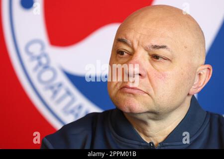 Zagabria, Croazia. 24th Apr, 2023. Boris Dvorsek alla conferenza stampa della squadra croata di pallamano maschile in vista delle ultime due partite nelle qualificazioni per il Campionato europeo 2024 a Zagabria, Croazia, il 24 aprile 2023. Foto: Goran Stanzl/PIXSELL Credit: Pixsell/Alamy Live News Foto Stock