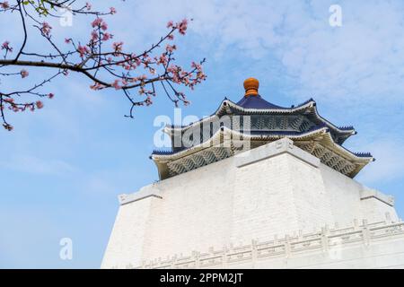 Vista del cancello presso l'Archway of CKS (Chiang Kai Shek) Memorial Hall, Tapiei, Taiwan. Il significato del testo cinese sull'arco è "Piazza della libertà". Foto Stock