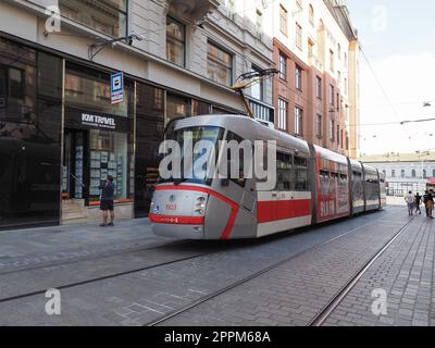 Tram a Brno Foto Stock