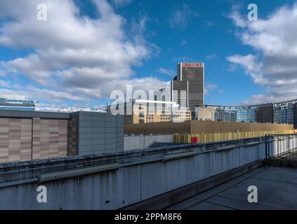 Centro fieristico Francoforte, panoramica dell'area esterna Foto Stock