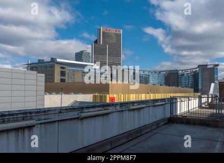 Centro fieristico Francoforte, panoramica dell'area esterna Foto Stock