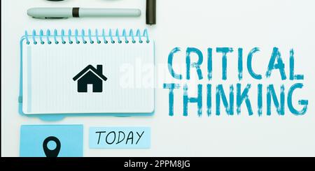 Segno di testo che mostra il pensiero critico. Panoramica aziendale sequenza delle fasi di un progetto che richiede più tempo Foto Stock