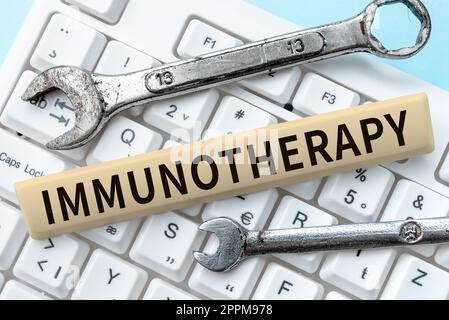 Didascalia di testo che presenta immunoterapia. Fototerapia concettuale o prevenzione di malattie che comporta il miglioramento del sistema immunitario Foto Stock