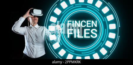 File FinCEN con didascalia concettuale. Approccio aziendale operazioni in attività e passività finanziarie Foto Stock