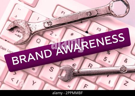 Esposizione concettuale consapevolezza del marchio. Il nome della panoramica aziendale identifica un venditore buono come distinto da quelli di un altro venditore Foto Stock
