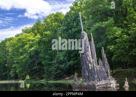 Strane colonne di basalto a Kromalu, Germania Foto Stock