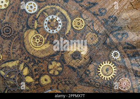 Background Vintage Time - concetto per età, calendario, timer Foto Stock
