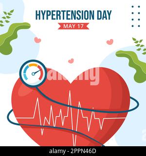 Giornata Mondiale dell'ipertensione Social Media background Illustrazione Cartoon modelli disegnati a mano Illustrazione Vettoriale