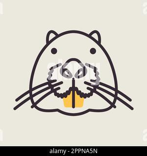 Icona Otter Beaver. Vettore di testa animale Illustrazione Vettoriale