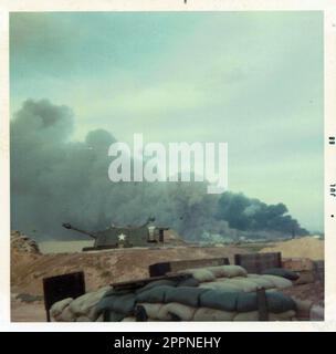 2nd battaglione 13th artiglieria da campo Vietnam M109 155mm Artiglieria semovente dal juillet Huskies 1968 Foto Stock