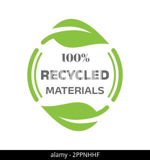 etichetta con il 100% di materiali riciclati Illustrazione Vettoriale