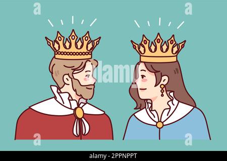 Re e regina in mantelli e corone Illustrazione Vettoriale