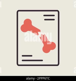 Frattura ossea icona del vettore di scansione a raggi X. Illustrazione Vettoriale