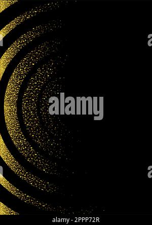 Glitter oro su sfondo nero a strisce circolari Illustrazione Vettoriale