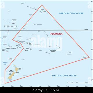 Mappa vettoriale della regione dell'isola del Pacifico della Polinesia Illustrazione Vettoriale