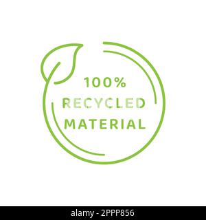 etichetta con il 100% di materiali riciclati Illustrazione Vettoriale