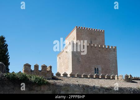 Ex castello di Enrique II de Trastámara. Un imponente complesso difensivo dominato dalla Torre del Homenaje o Torrione, così come il battlemen Foto Stock