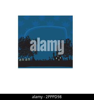 Grungy Halloween sfondo con Haunted House Illustrazione Vettoriale