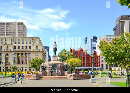 Paul Kruger statua, piazza della chiesa (Kerkplein), Pretoria, provincia di Gauteng, Repubblica del Sud Africa Foto Stock