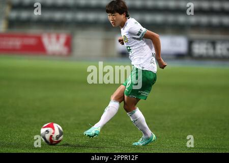 Hammarbys no 14 Maika Hamano durante la partita di calcio di lunedì nell'OBOS Damallsvenskan tra Linköping FC-Hammarby IF all'arena di Bilbörsen, Linköping, Svezia. Foto Stock