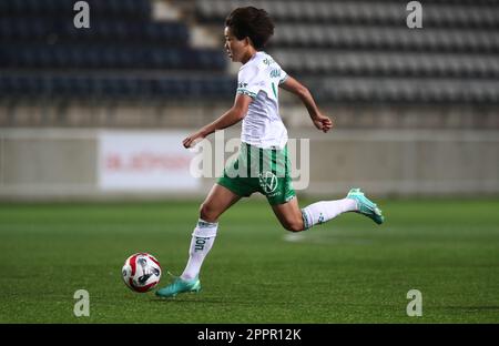 Hammarbys no 14 Maika Hamano durante la partita di calcio di lunedì nell'OBOS Damallsvenskan tra Linköping FC-Hammarby IF all'arena di Bilbörsen, Linköping, Svezia. Foto Stock