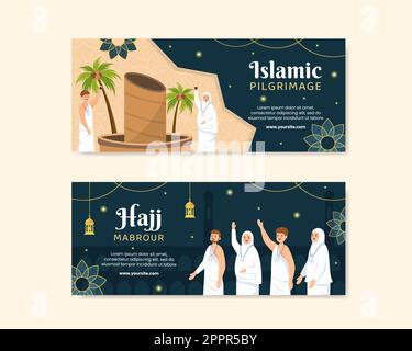 Hajj o Umrah Mabroor Banner Template Social Media Flat Cartoon sfondo Illustrazione Illustrazione Vettoriale