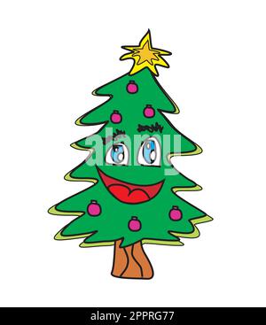 Albero di natale personaggio dei fumetti Illustrazione Vettoriale