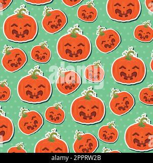Sfondo con motivo di zucca di Halloween senza cuciture Illustrazione Vettoriale
