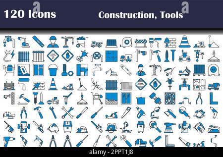 120 icone di costruzione, Strumenti Illustrazione Vettoriale