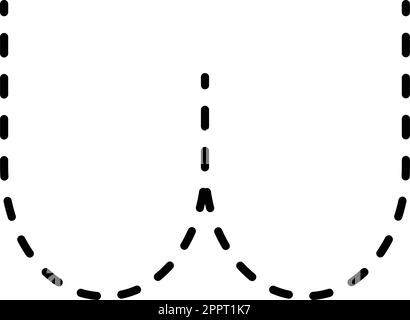 Traccia alfabeto minuscolo lettera w pre-scrittura linea punteggiata elemento per scuola materna, prescolare e Montessori foglio di lavoro per l'attività di pratica di scrittura a mano. Illustrazione Vettoriale