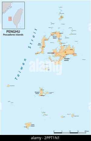 Mappa dell'arcipelago taiwanese di Penghu Illustrazione Vettoriale