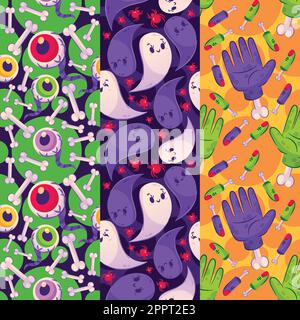 Tema di motivi di Halloween disegnati a mano Illustrazione Vettoriale