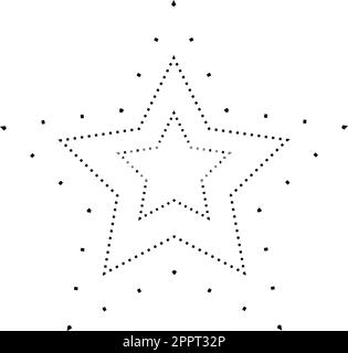 Elemento a linea spezzata a forma di stella per prescolare, asili e bambini Montessori attività di pretrcrittura, disegno e taglio in illustrazione vettoriale Illustrazione Vettoriale