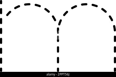 Traccia Alphabet minuscolo lettera m prescrittura linea punteggiata elemento per scuola materna, prescolare e Montessori foglio di lavoro per l'attività di pratica di scrittura a mano. Illustrazione Vettoriale