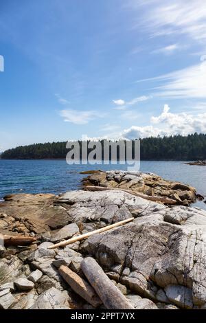 Rocky Shore sulla costa occidentale dell'Oceano Pacifico a Nanoose Bay. Natura sfondo Foto Stock