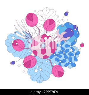 Bouquet innevato invernale isolato su sfondo bianco. Composizione floreale. Fiori con neve. Design elegante per copertine per notebook, poster, stampe di abbigliamento, biglietti d'auguri e inviti a matrimoni. Illustrazione Vettoriale