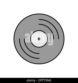 Icona della scala di grigi vettoriale per dischi in vinile e dischi lp Illustrazione Vettoriale