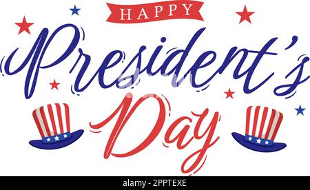 Happy Presidents Day con Star e USA Flag per il Presidente d'America adatto per Poster in Cartoon piano modelli disegnati a mano Illustrazione Illustrazione Vettoriale