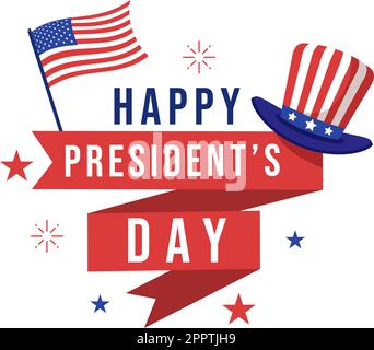 Happy Presidents Day con Star e USA Flag per il Presidente d'America adatto per Poster in Cartoon piano modelli disegnati a mano Illustrazione Illustrazione Vettoriale