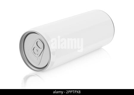 Contenitore sottile in alluminio da 330 ml isolato su sfondo bianco. Illustrazione del rendering 3D. Foto Stock