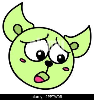 testa emoticon con una triste e preoccupata espressione triste, doodle icona immagine kawaii Illustrazione Vettoriale