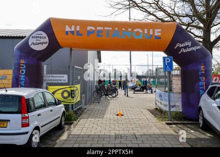 Campionati olandesi Petanque Doubletten sul terreno di JBC Nieuwerkerk aan den IJssel Foto Stock