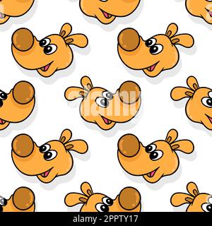 stampa in tessuto con motivo senza cuciture smiling dog. ripetizione del disegno di sfondo Illustrazione Vettoriale