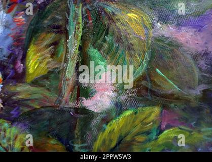 dipinti a mano capolavori originali dell'impressionismo arte del pittore pittura a olio fiori di rosa Foto Stock